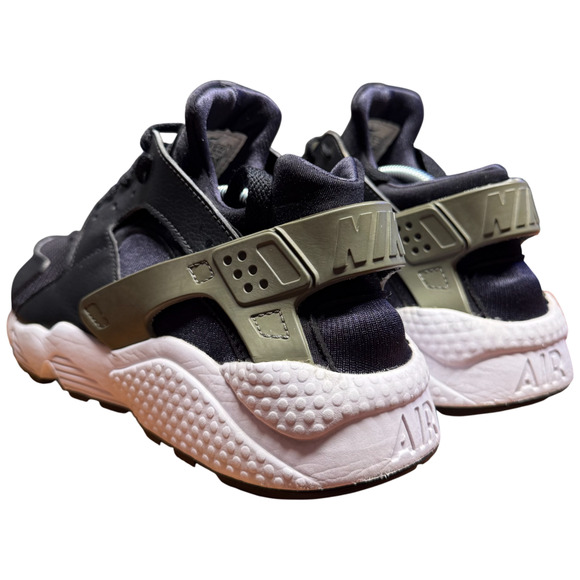 NIKE Air Huarache Run Women's 8.5 Black Army Green Sneaker Athletic Shoes - Picture 3 of 14